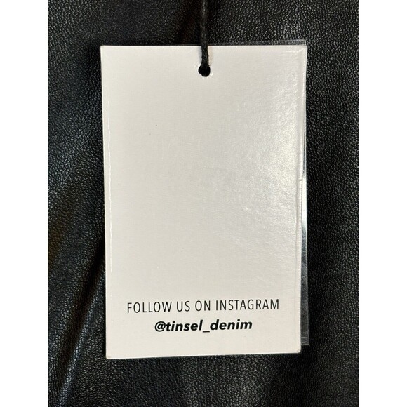 Womens Tinsel Black Faux Leather Wide Leg Dress Pants Vegan Rocker 16 Petite NWT - Picture 7 of 12